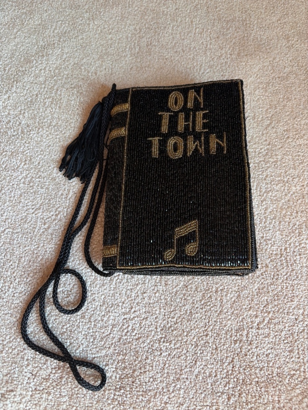 Vintage Saks Fifth Avenue Beaded "On The Town" Book Evening Bag